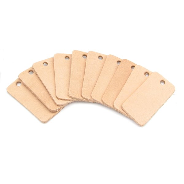 Rectangular Leather Die Cut, 1.5 Inch Beige Vegetable Tan Pendant Blank