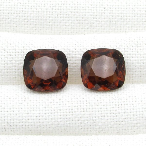14mm Vintage Square Cushion Rhinestones, Unfoiled Dark Topaz (2)