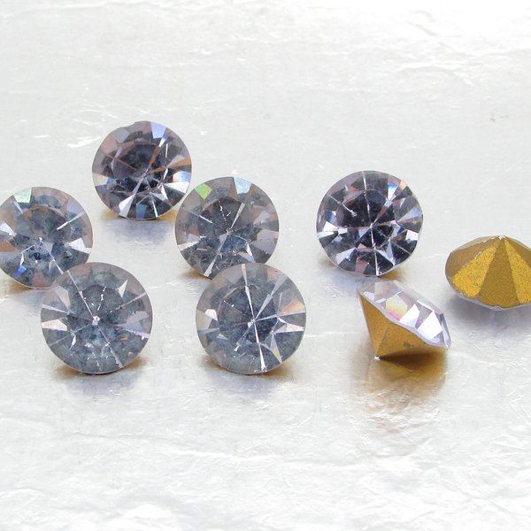 48ss Light Blue Rhinestone Chatons, Vintage Faceted Point Backs