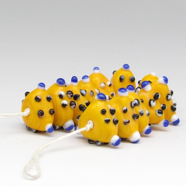 17mm Bumpy Yellow Lampwork Beads