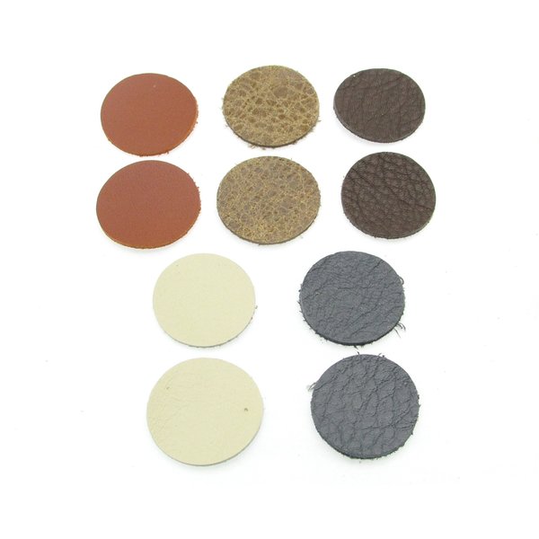 1” Die Cut Circles, Upcycled Top Grain Leather Pairs and Singles (10)