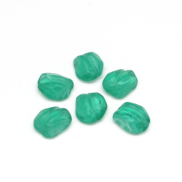 Vintage Emerald Porphyr Lampwork Cabochons with Wrapping Channel