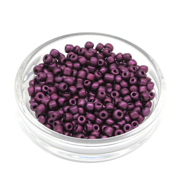 6/0 Seed Beads, Opaque Purple Metallic Suede