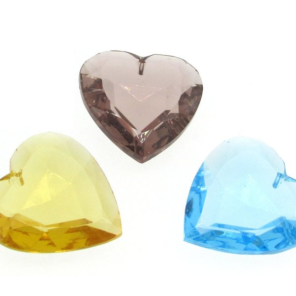 24mm Faceted Heart Pendant Bead