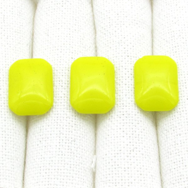 Vintage Octagonal Glass Stones, Opaque Yellow 18.5x13.5mm Baguettes