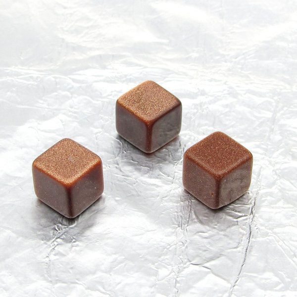 8mm Goldstone Cubes, Vintage Aventurine Undrilled Beads (3)