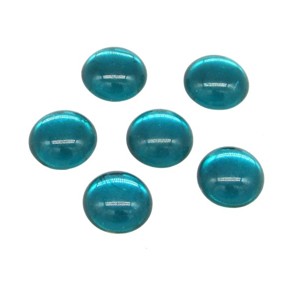 11mm Round Foiled Aqua Glass Cabochons
