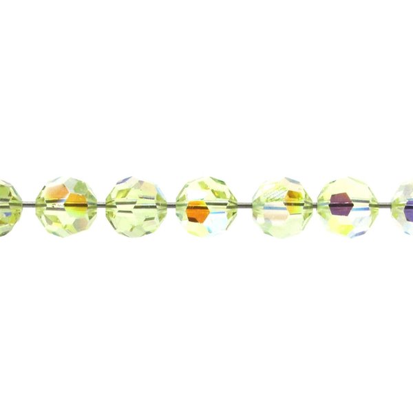 8mm Faceted Round Beads, Vintage Jonquil AB Machine-Cut Crystal Spacers