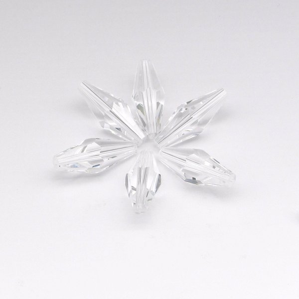 Faceted Crystal Oat Beads 25mm Elongated Bicones