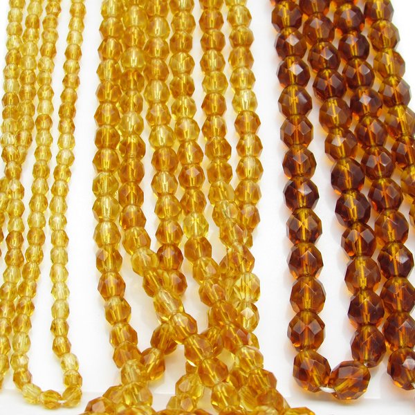 Small Faceted Beads, 2-Tone Brown Czech Glass Fire Polished Rounds