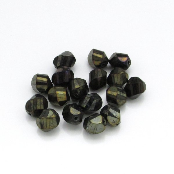 8x6mm Helix Beads, Jet Metallic Faceted Glass Twists (17)