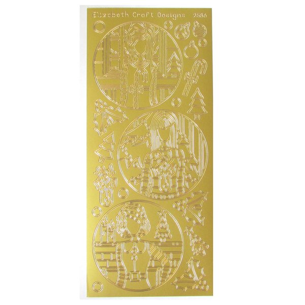 Christmas Doll Outline Stickers 9" x 4" Peel-Off Sheets, Set of 3