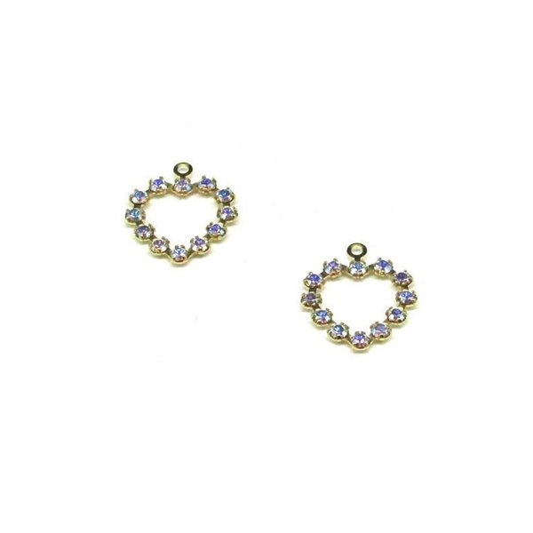 Gold Plated Rhinestone Heart Pendants