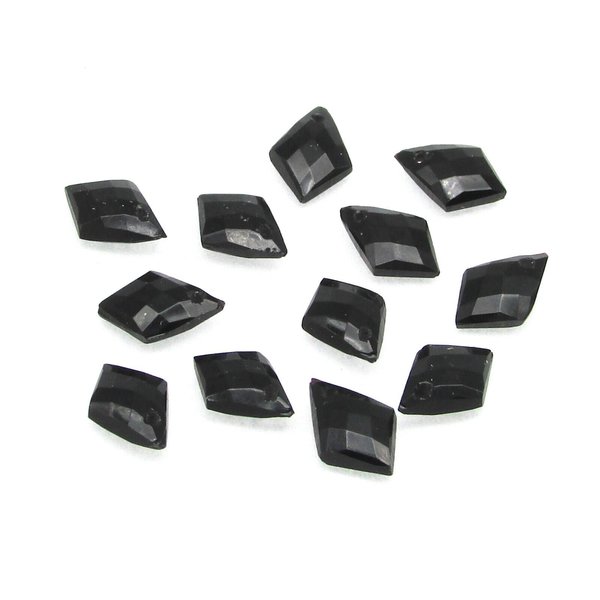 9x7mm Jet Kite Briolettes, Faceted Drop Beads