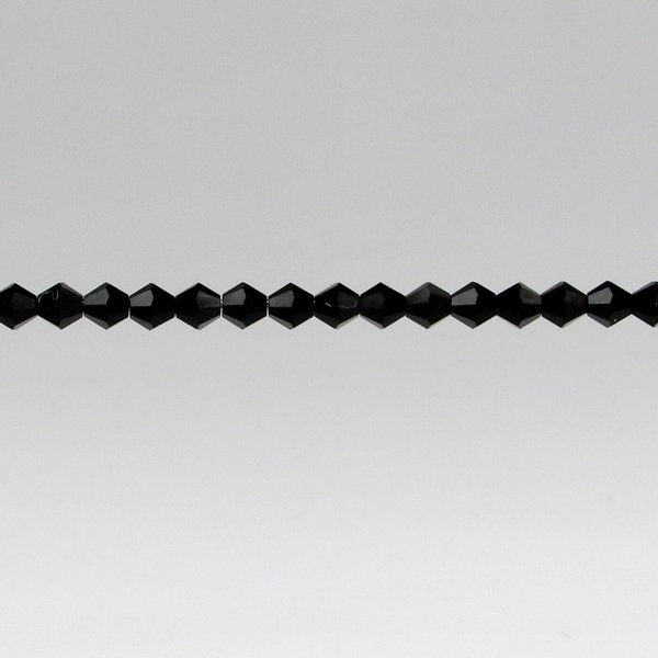 4mm Bicones, Jet Black Vintage Preciosa Crystal Beads