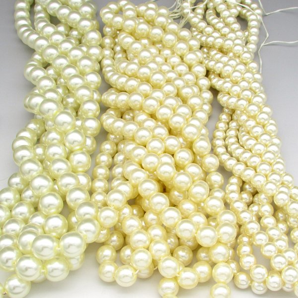 Light Cream Glass Pearls, 8mm 10mm 12mm Round Beads
