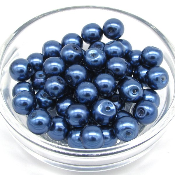 8mm Round Faux Pearls, Opaque Coated Glass Lustre Beads, Medium Spacers (50)