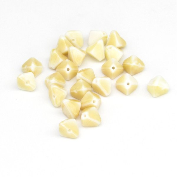 7x6mm Triangular Shield Beads, 2-Tone Vintage German Pressed Glass Spacers (24)