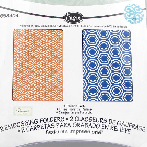 A6 Embossing Folders Sizzix Textured Impressions Palace Set of 2, Discontinued Designs New in Package
