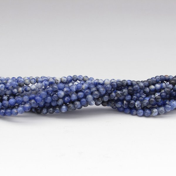 4mm Round Sodalite Beads, Opaque Blue Polished Semiprecious Gemstone Unfaceted Spacers