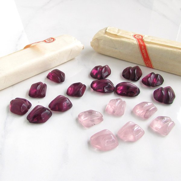 Vintage Glass Cabochons with Wrapping Channel, Unfoiled Amethyst