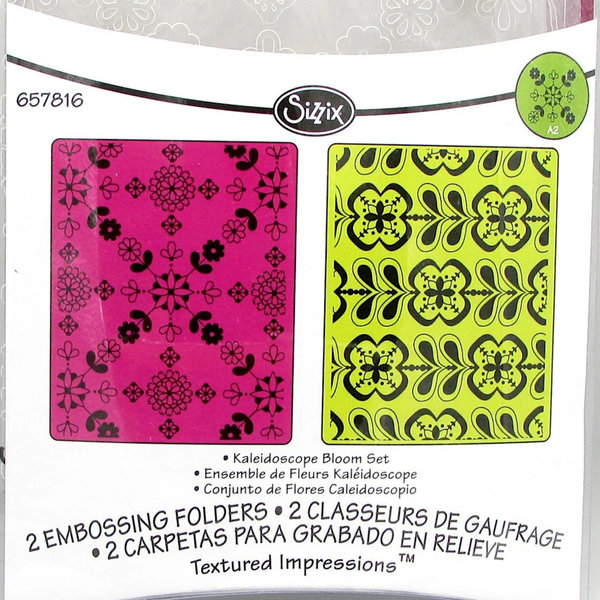 Kaleidoscope Bloom A2 Embossing Folder Set, Sizzix Textured Impressions