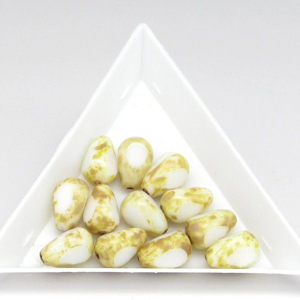 11x8mm Teardrop 3-Cut Picasso Window Beads