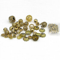 Salvaged Brass Filigree Beads and Bead Caps