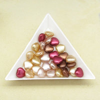 8mm Heart Beads, Opaque Pearlized Czech Glass Spacers