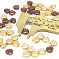 8mm Heart Beads, Opaque Pearlized Czech Glass Spacers