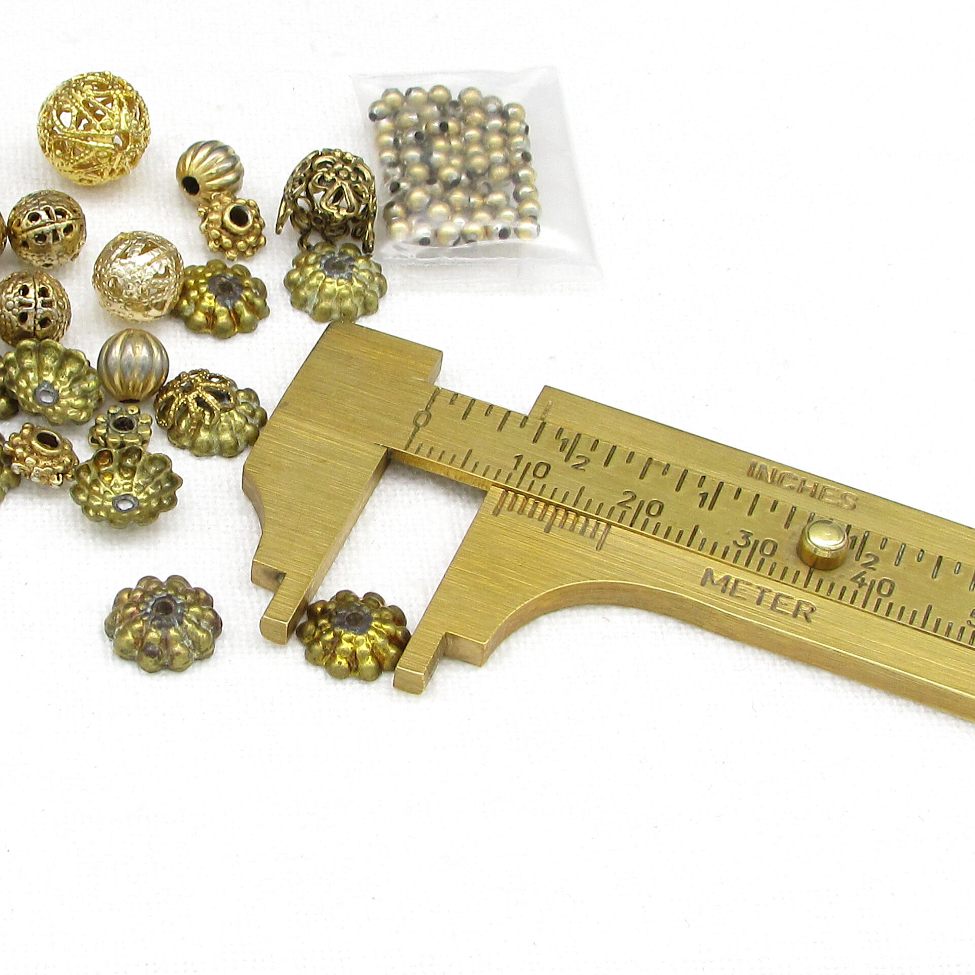 Salvaged Brass Filigree Beads and Bead Caps