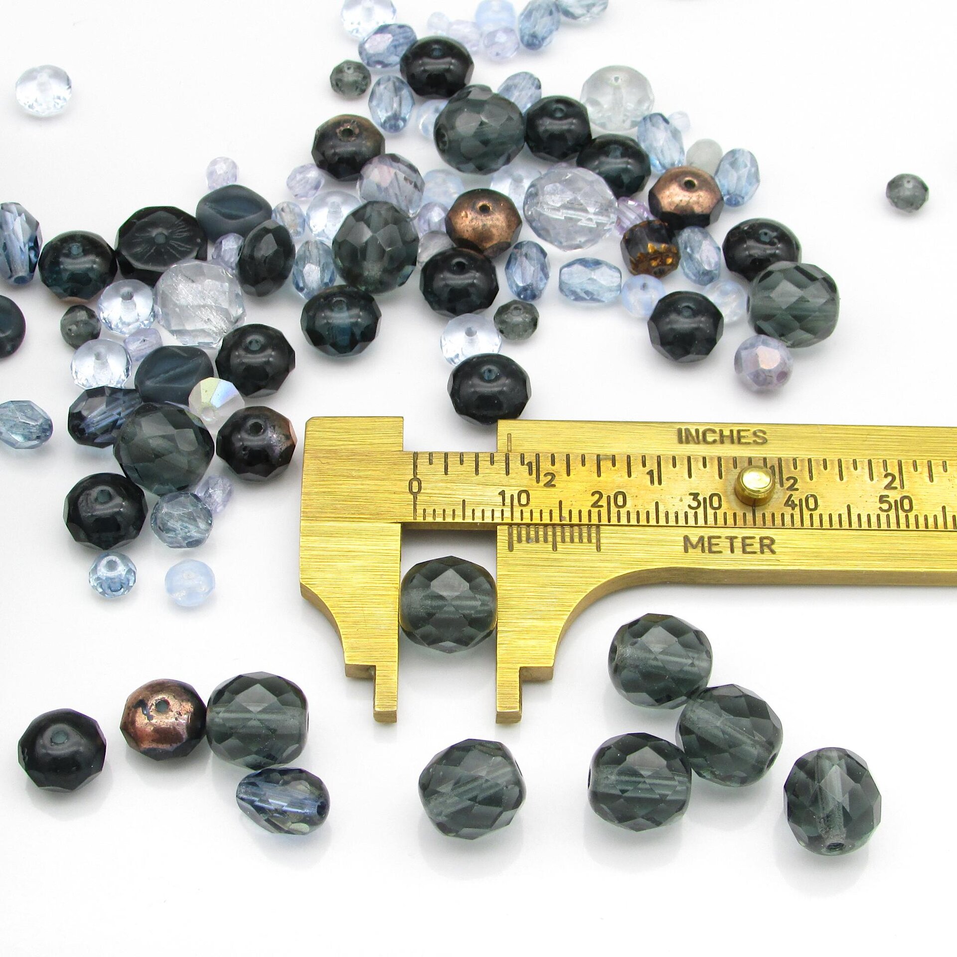One of the larger beads from the mix measured with a brass caliper.