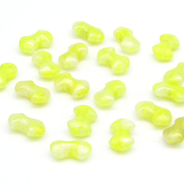 Vintage 11x7mm Yellow Glass Bowtie Beads (19)