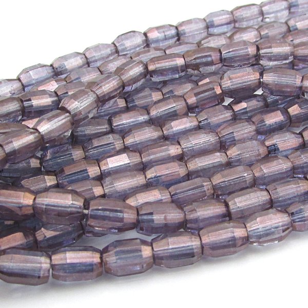 7mm Faceted Oval Amethyst AB Czech Glass Beads