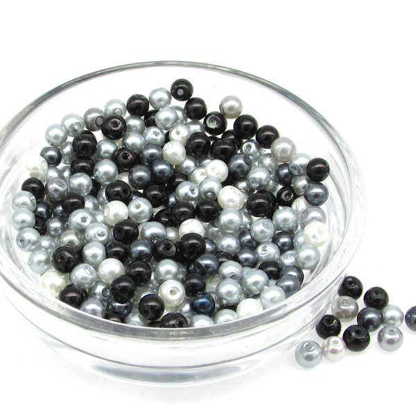 4mm Round Glass Pearls in Assorted Neutral Shades