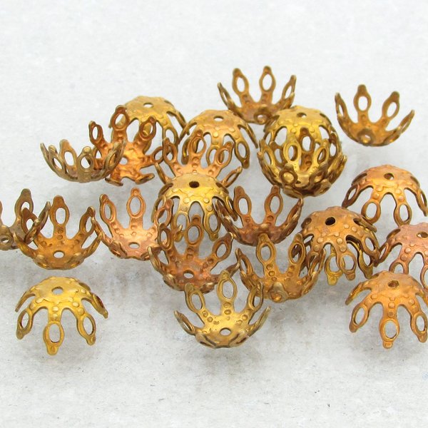 Raw Brass Bead Caps for 10-12mm Beads
